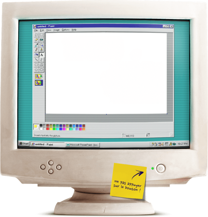 Écran cathodique d'ordinateur ouvert sur le logiciel Microsoft Paint